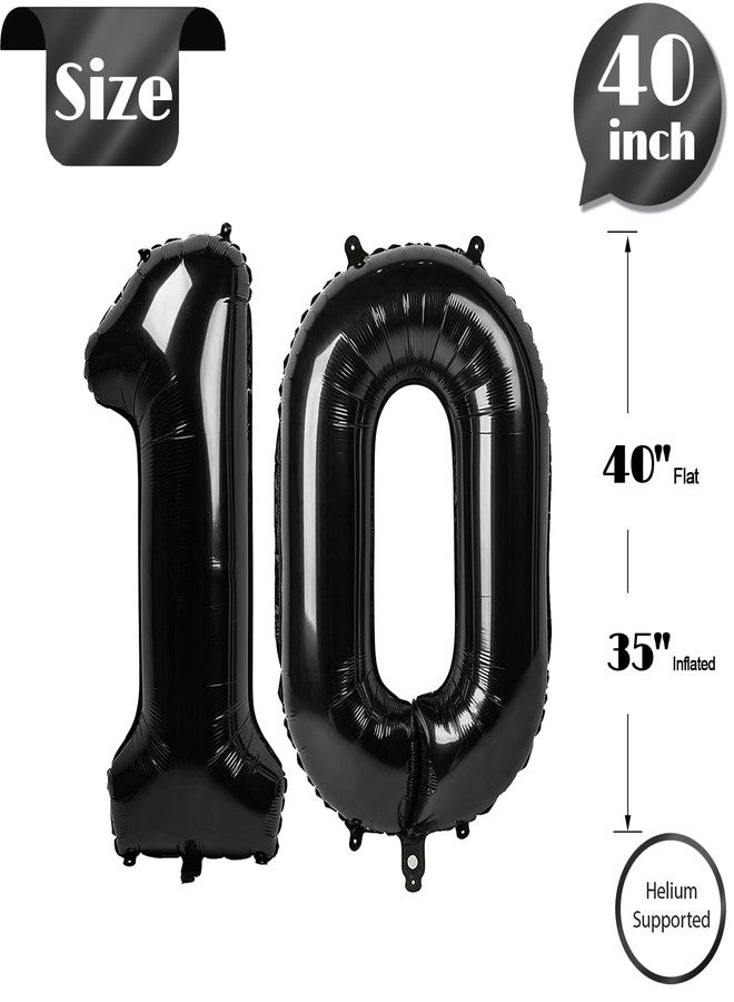 IWERP 10 Balloon Number, Black Number 10th Birthday Balloons 40 Inch, 10 Years Old Black Birthday Decorations for Boys Girls, 10th Anniversary Decorations - Image 5